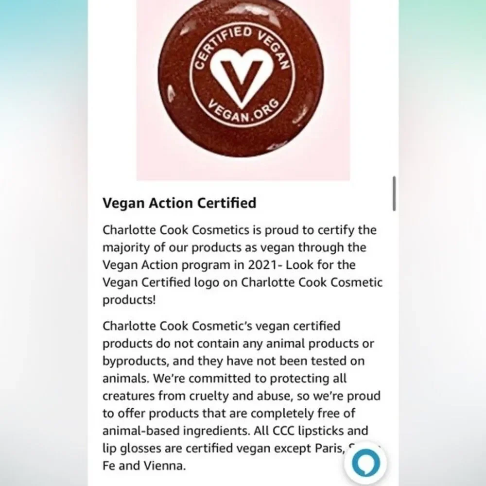 Charlotte Cook Cosmetics Clean Liquid Lipstick Vegan Cruelty Free Non-GMO